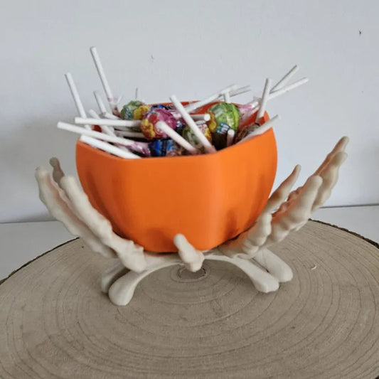 Skeleton Hands With Pumpkin Bowl