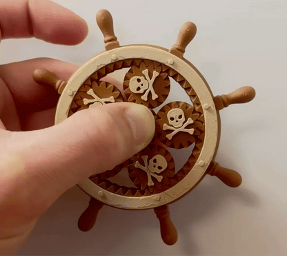 Pirate Ship Helm Jolly Roger Gears Fidget Spinner